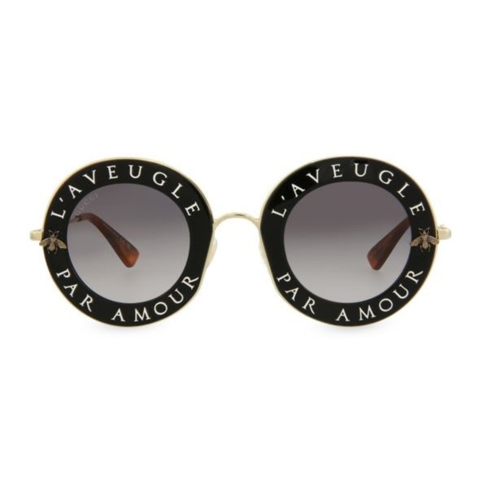 Gucci 44MM L'Aveugle Par Amour Round Sunglasses with case.